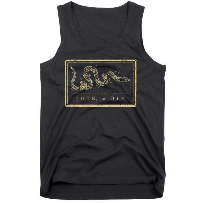 Join Or Die American History 1754 Thirn Colonies Tank Top