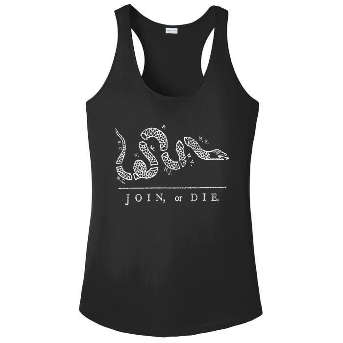 Join Or Die Snake Franklin Independence Gadsden 1776 Flag Ladies PosiCharge Competitor Racerback Tank