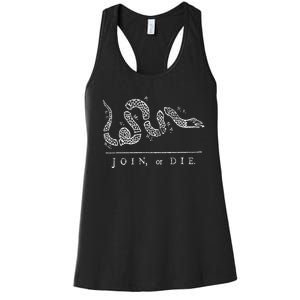 Join Or Die Snake Franklin Independence Gadsden 1776 Flag Women's Racerback Tank