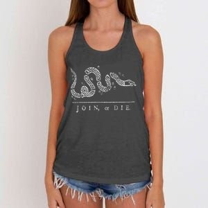 Join Or Die Snake Franklin Independence Gadsden 1776 Flag Women's Knotted Racerback Tank