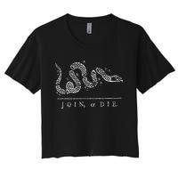 Join Or Die Snake Franklin Independence Gadsden 1776 Flag Women's Crop Top Tee