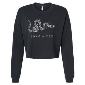 Join Or Die Snake Franklin Independence Gadsden 1776 Flag Cropped Pullover Crew