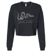 Join Or Die Snake Franklin Independence Gadsden 1776 Flag Cropped Pullover Crew