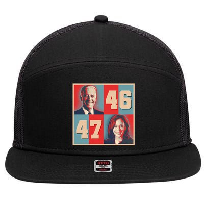 Joe Biden 46 Kamala Harris 47 Vintage Election 7 Panel Mesh Trucker Snapback Hat