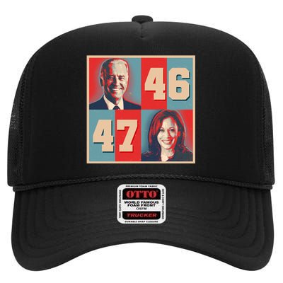 Joe Biden 46 Kamala Harris 47 Vintage Election High Crown Mesh Back Trucker Hat