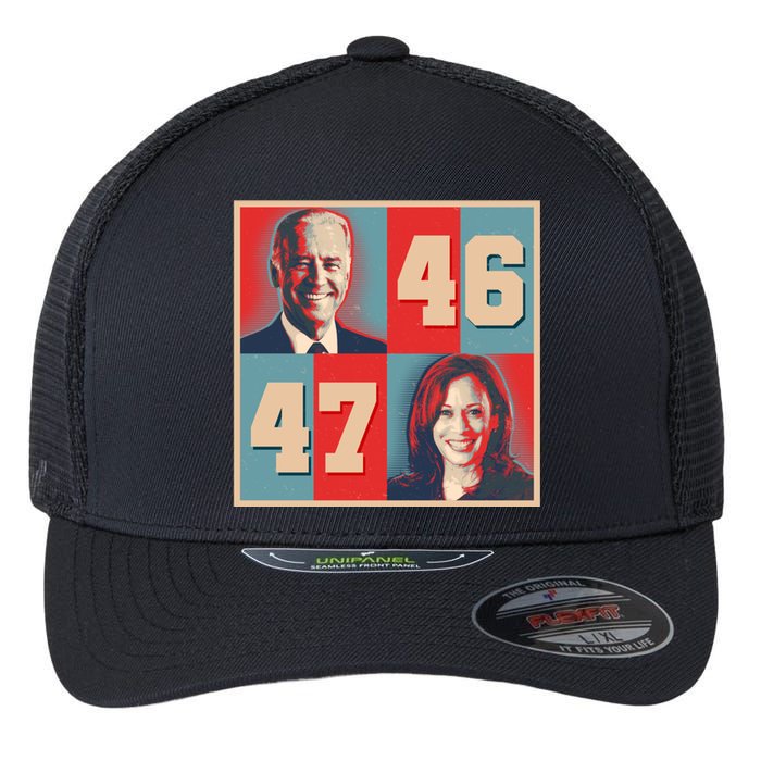 Joe Biden 46 Kamala Harris 47 Vintage Election Flexfit Unipanel Trucker Cap