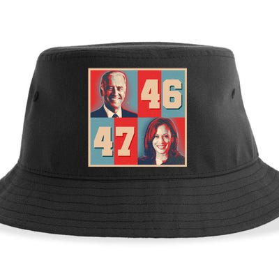 Joe Biden 46 Kamala Harris 47 Vintage Election Sustainable Bucket Hat