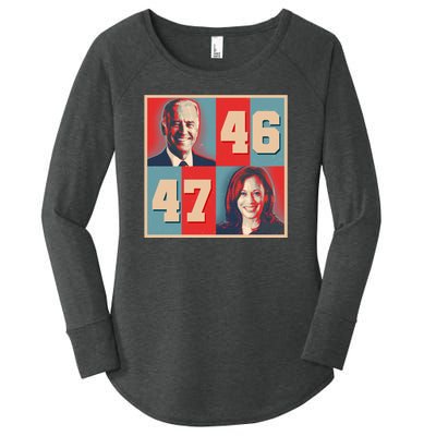 Joe Biden 46 Kamala Harris 47 Vintage Election Women's Perfect Tri Tunic Long Sleeve Shirt