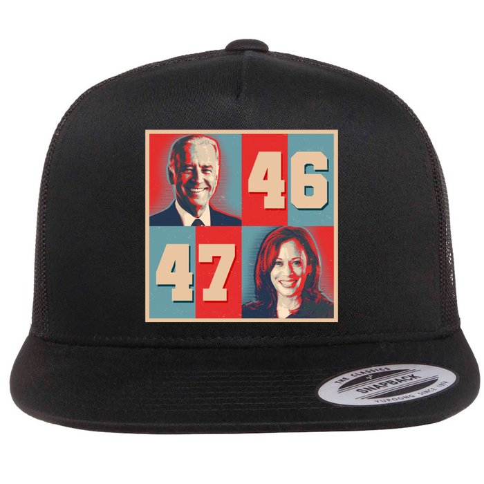 Joe Biden 46 Kamala Harris 47 Vintage Election Flat Bill Trucker Hat