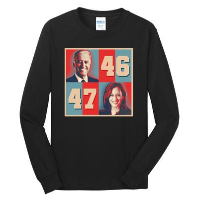 Joe Biden 46 Kamala Harris 47 Vintage Election Tall Long Sleeve T-Shirt