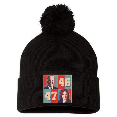 Joe Biden 46 Kamala Harris 47 Vintage Election Pom Pom 12in Knit Beanie