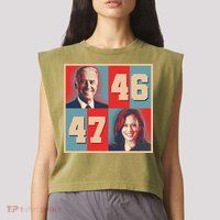 Joe Biden 46 Kamala Harris 47 Vintage Election Garment-Dyed Women's Muscle Tee