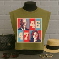 Joe Biden 46 Kamala Harris 47 Vintage Election Garment-Dyed Women's Muscle Tee