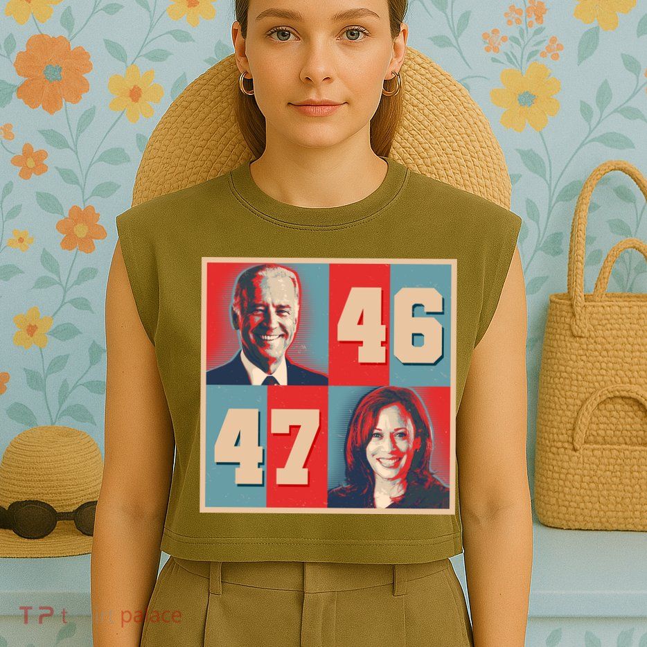 Joe Biden 46 Kamala Harris 47 Vintage Election Garment-Dyed Women's Muscle Tee