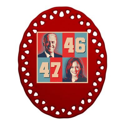 Joe Biden 46 Kamala Harris 47 Vintage Election Ceramic Oval Ornament