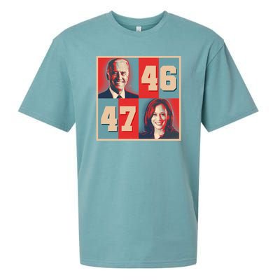 Joe Biden 46 Kamala Harris 47 Vintage Election Sueded Cloud Jersey T-Shirt