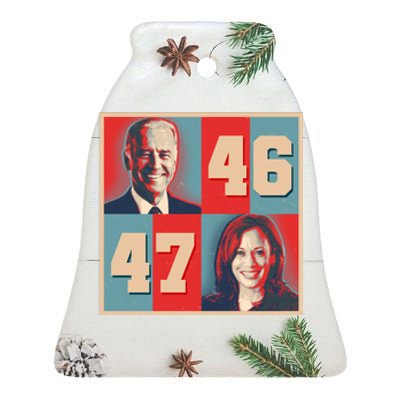 Joe Biden 46 Kamala Harris 47 Vintage Election Ceramic Bell Ornament