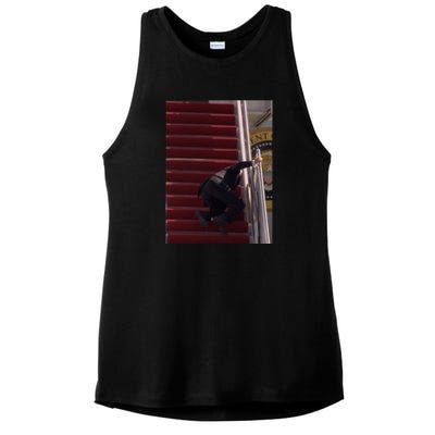 Joe Biden Big Fall Stumbling Ladies PosiCharge Tri-Blend Wicking Tank