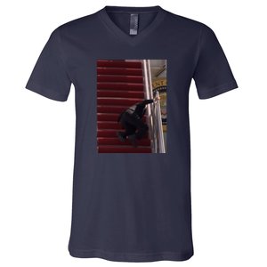 Joe Biden Big Fall Stumbling V-Neck T-Shirt