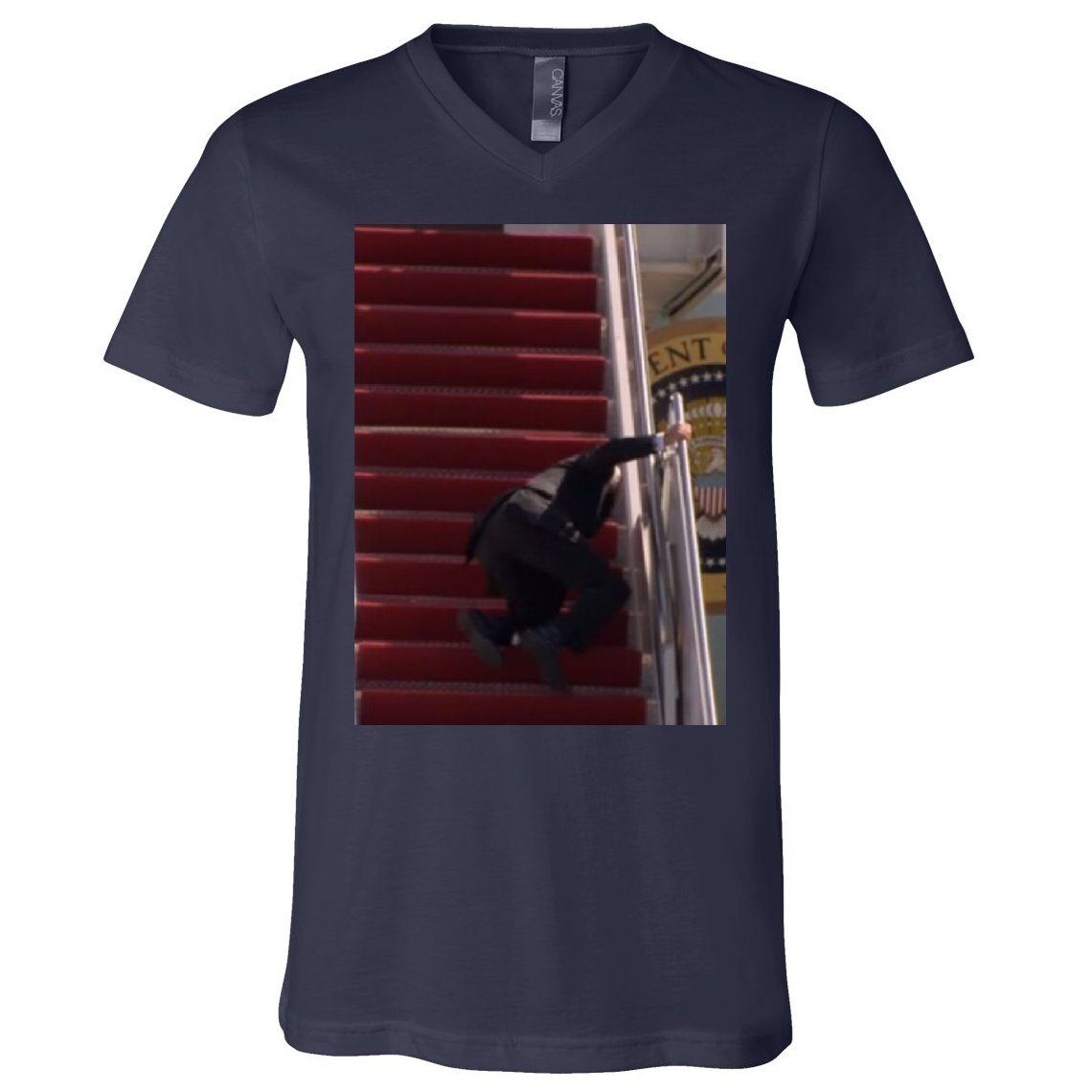 Joe Biden Big Fall Stumbling V-Neck T-Shirt