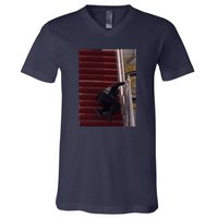 Joe Biden Big Fall Stumbling V-Neck T-Shirt