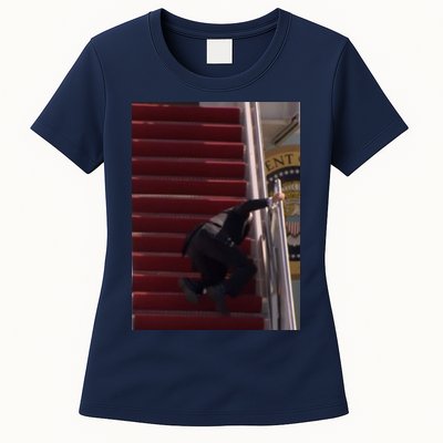 Joe Biden Big Fall Stumbling Womens T-Shirt