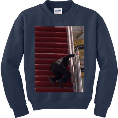 Joe Biden Big Fall Stumbling Kids Sweatshirt