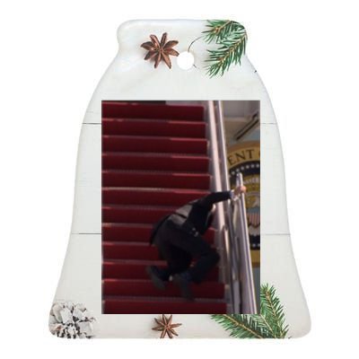 Joe Biden Big Fall Stumbling Ceramic Bell Ornament