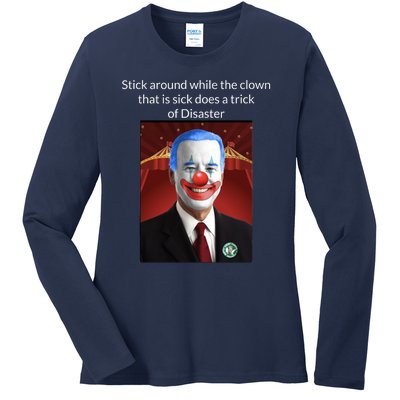 Joe Biden Clown Disaster Funny USA Ladies Long Sleeve Shirt