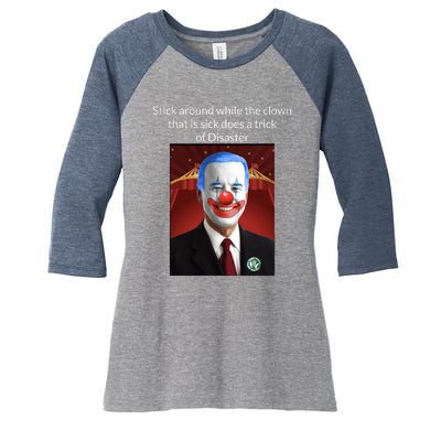 Joe Biden Clown Disaster Funny USA Women's Tri-Blend 3/4-Sleeve Raglan Shirt