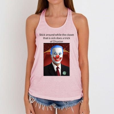 Joe Biden Clown Disaster Funny USA Women's Knotted Racerback Tank