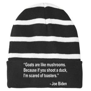 Joe Biden Funny Quote Striped Beanie with Solid Band