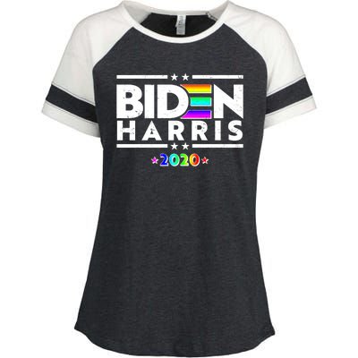 Joe Biden Kamala Harris LGBT Rainbow Stars logo Enza Ladies Jersey Colorblock Tee