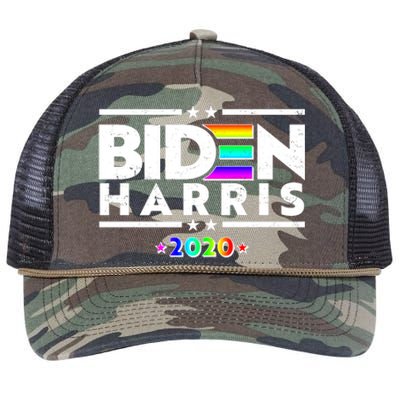 Joe Biden Kamala Harris LGBT Rainbow Stars logo Retro Rope Trucker Hat Cap