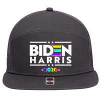 Joe Biden Kamala Harris LGBT Rainbow Stars logo 7 Panel Mesh Trucker Snapback Hat