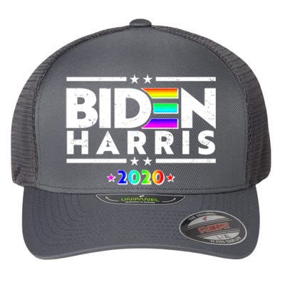 Joe Biden Kamala Harris LGBT Rainbow Stars logo Flexfit Unipanel Trucker Cap