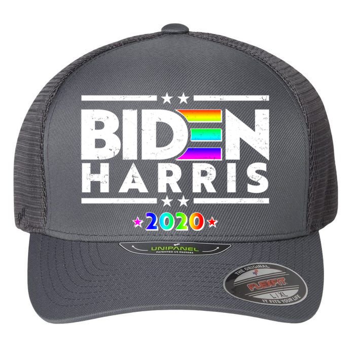 Joe Biden Kamala Harris LGBT Rainbow Stars logo Flexfit Unipanel Trucker Cap