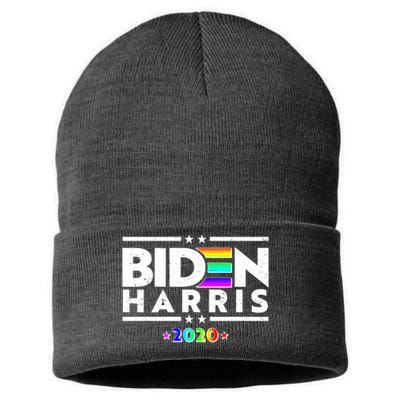 Joe Biden Kamala Harris LGBT Rainbow Stars logo Sustainable Knit Beanie