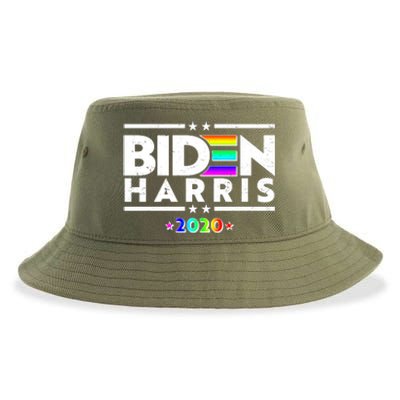 Joe Biden Kamala Harris LGBT Rainbow Stars logo Sustainable Bucket Hat