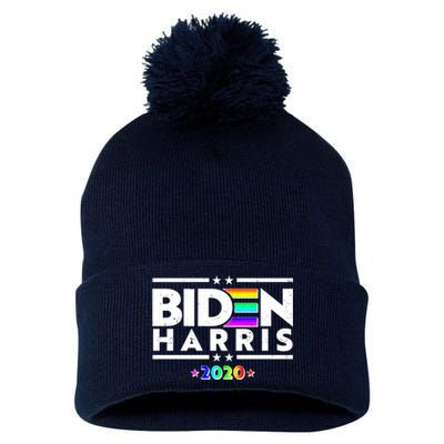 Joe Biden Kamala Harris LGBT Rainbow Stars logo Pom Pom 12in Knit Beanie