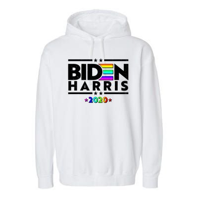 Joe Biden Kamala Harris LGBT Rainbow Stars logo Garment-Dyed Fleece Hoodie