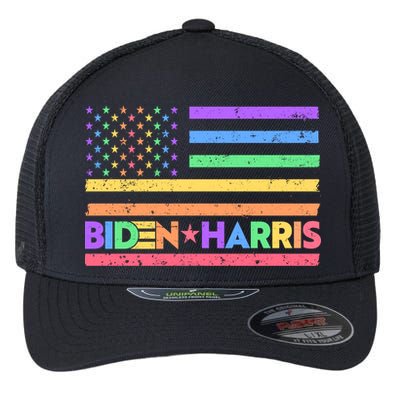 Joe Biden Kamala Harris LGBT USA Flag Flexfit Unipanel Trucker Cap
