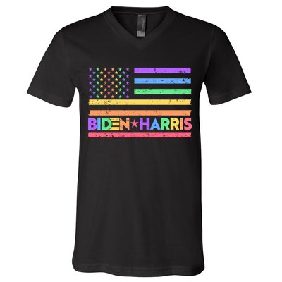 Joe Biden Kamala Harris LGBT USA Flag V-Neck T-Shirt