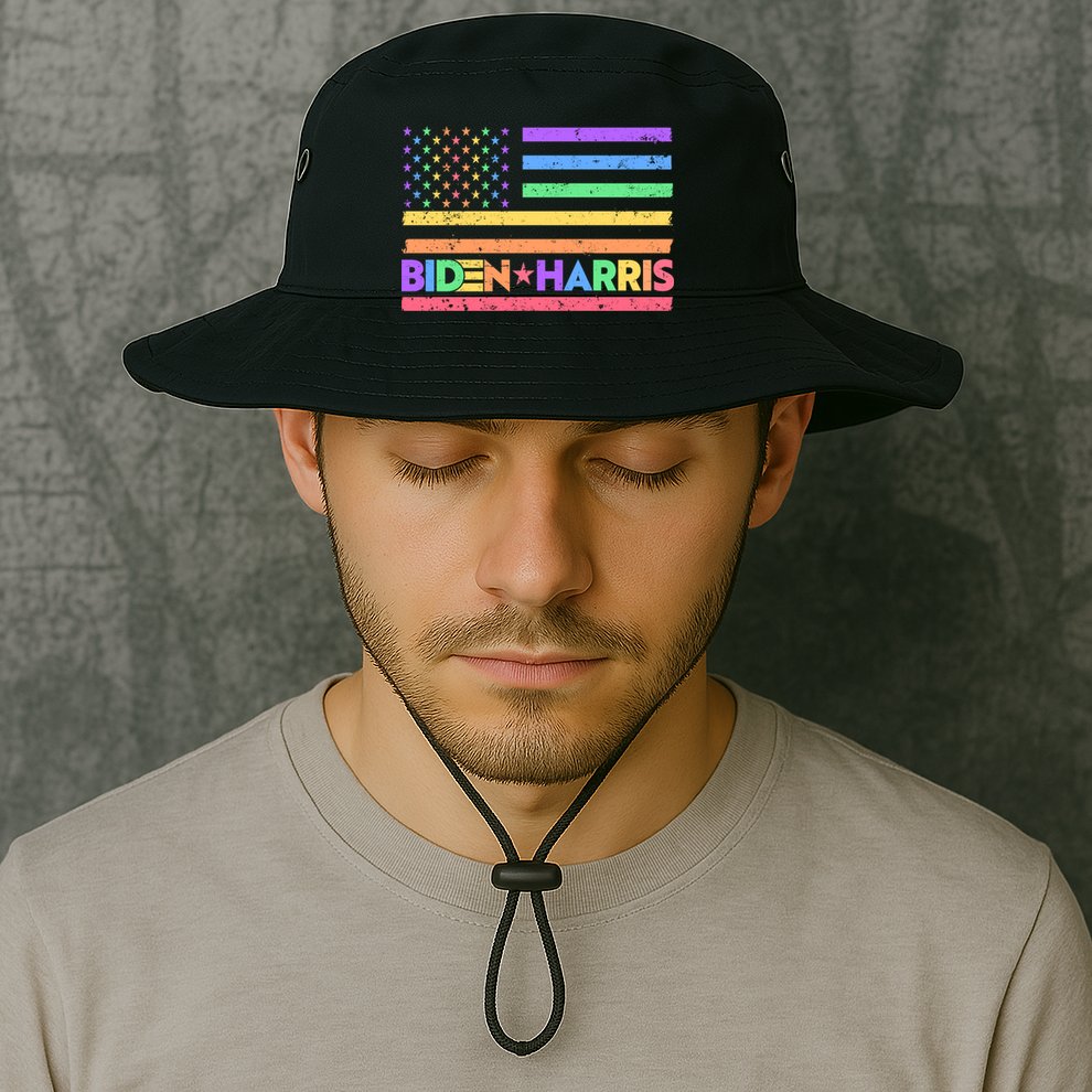 Joe Biden Kamala Harris LGBT USA Flag Bucket Hat