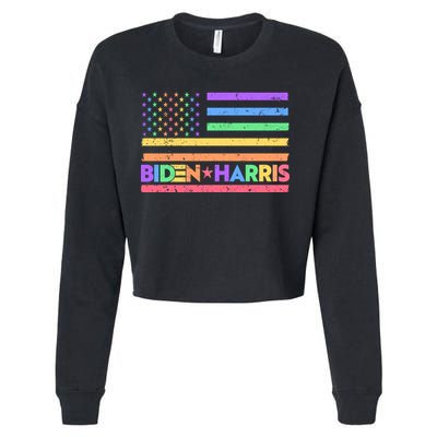Joe Biden Kamala Harris LGBT USA Flag Cropped Pullover Crew