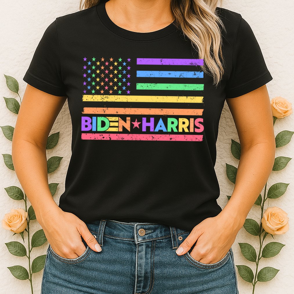Joe Biden Kamala Harris LGBT USA Flag Womens T-Shirt