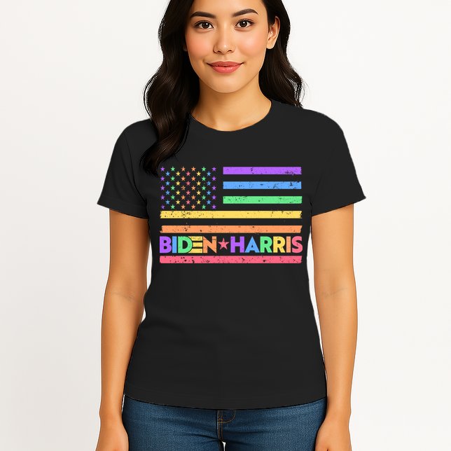 Joe Biden Kamala Harris LGBT USA Flag Womens T-Shirt