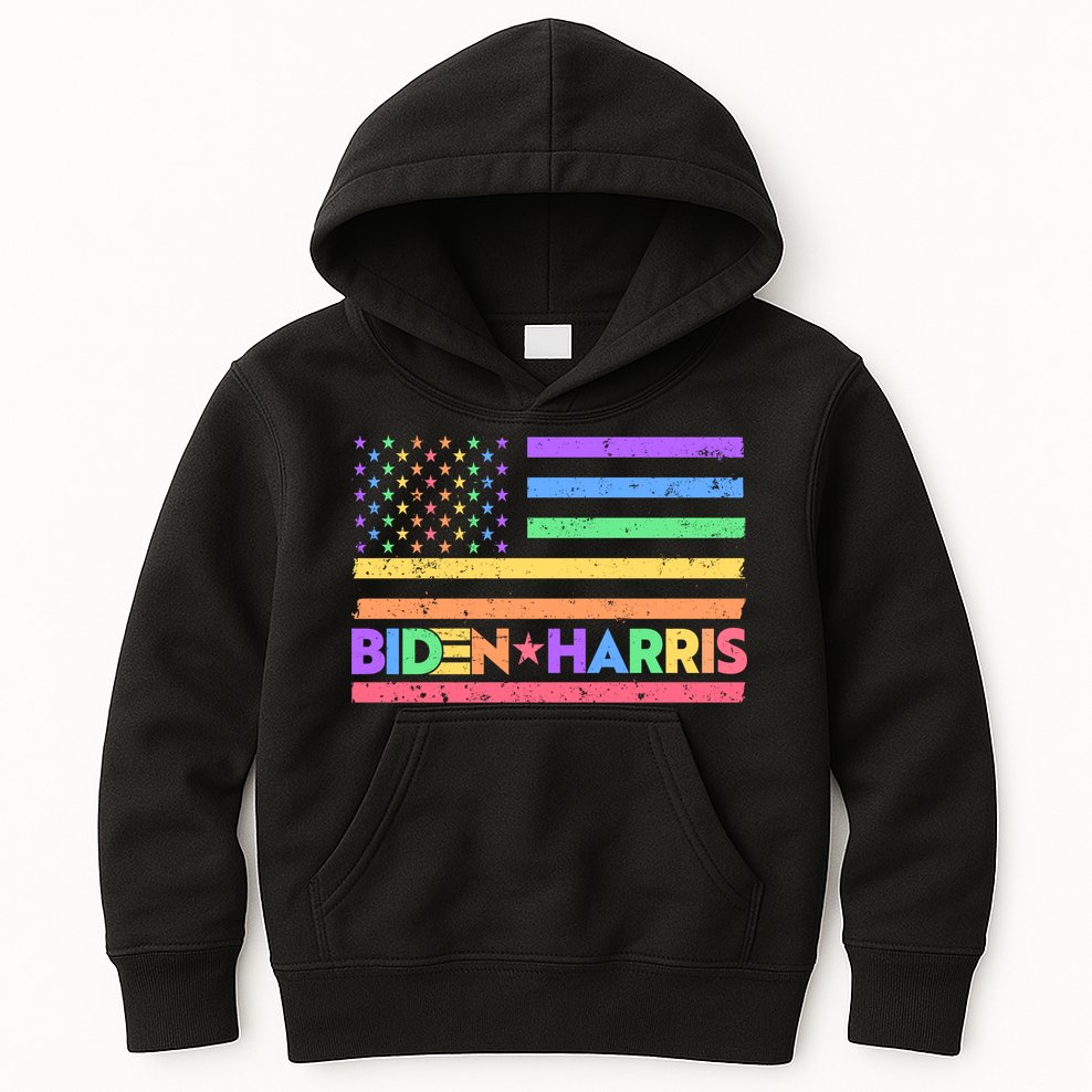 Joe Biden Kamala Harris LGBT USA Flag Kids Hoodie