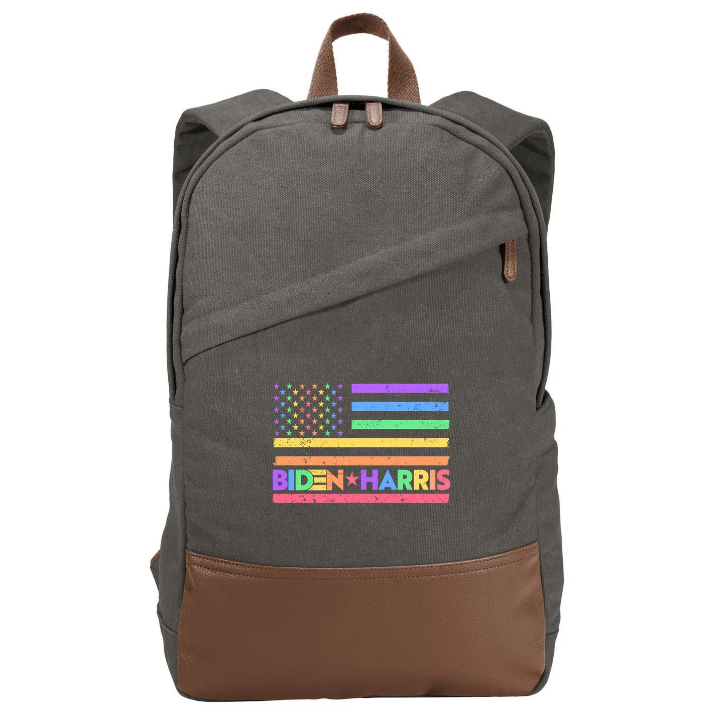 Joe Biden Kamala Harris LGBT USA Flag Cotton Canvas Backpack