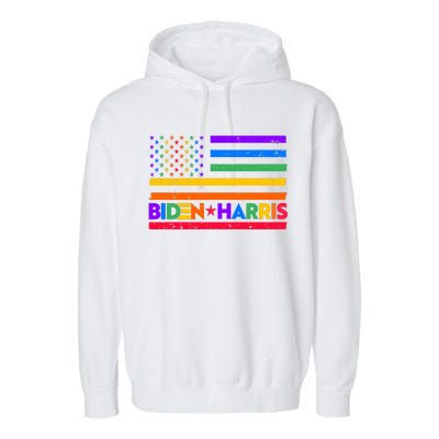 Joe Biden Kamala Harris LGBT USA Flag Garment-Dyed Fleece Hoodie